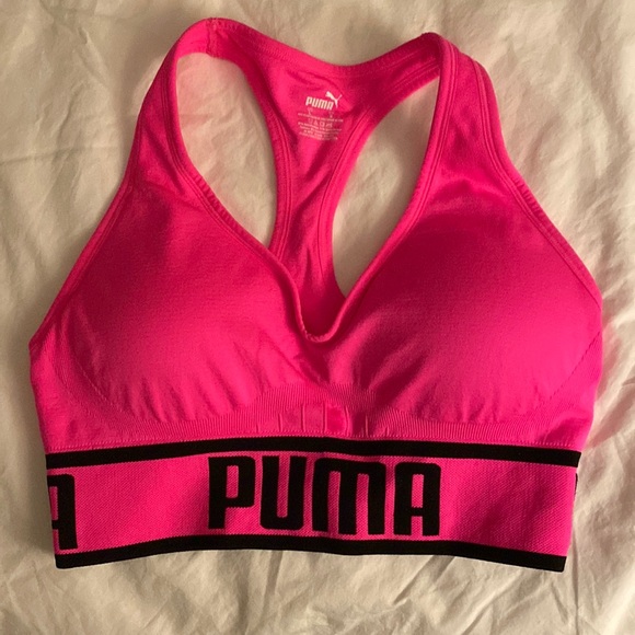 Puma Intimates & Sleepwear Puma Pink Black Nwt Logo Sports Bra Size